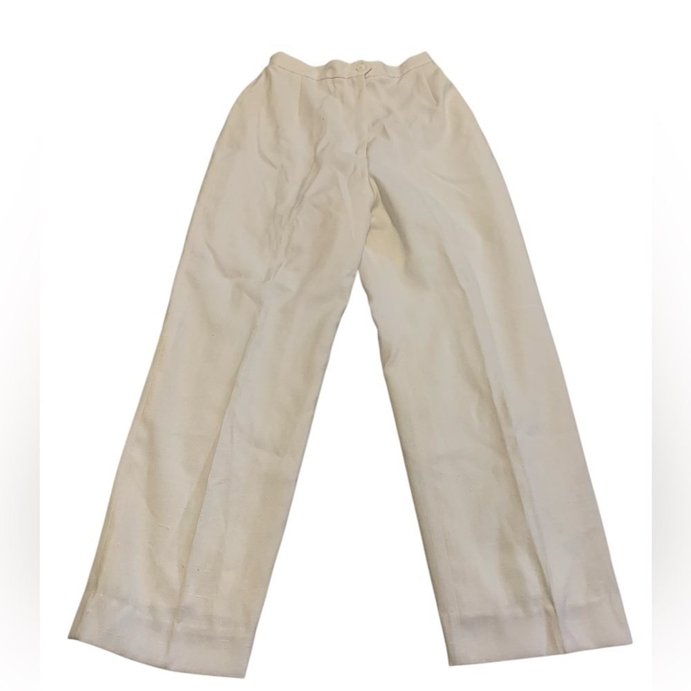 Vintage 3D Fashions Par Milton Wallace White Wide Leg Palazzo Pants Size 13/14